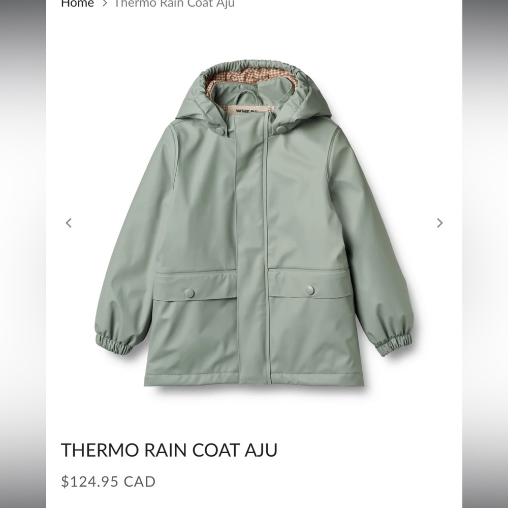 Wheat Thermo Rain Coat in Sage Green